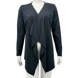 Soft Surroundings Sweater Women Small Black Ultra Soft Waterfall Cardigan Office